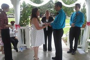 Ceremony was held in the small gazebo at Alief Amity Park in Houston.