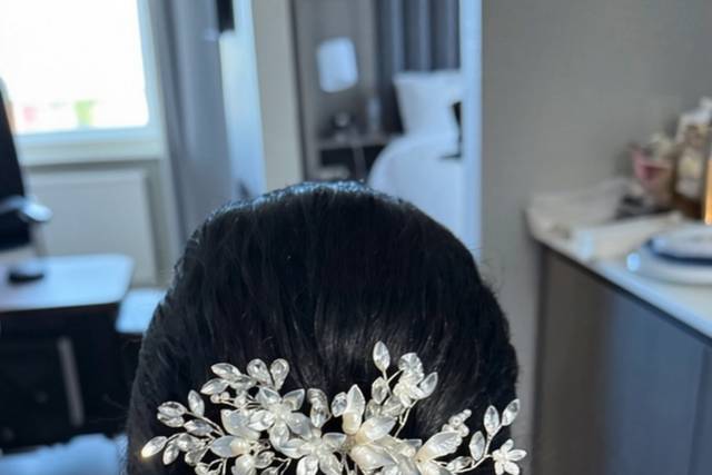 Braid wrapped low bun