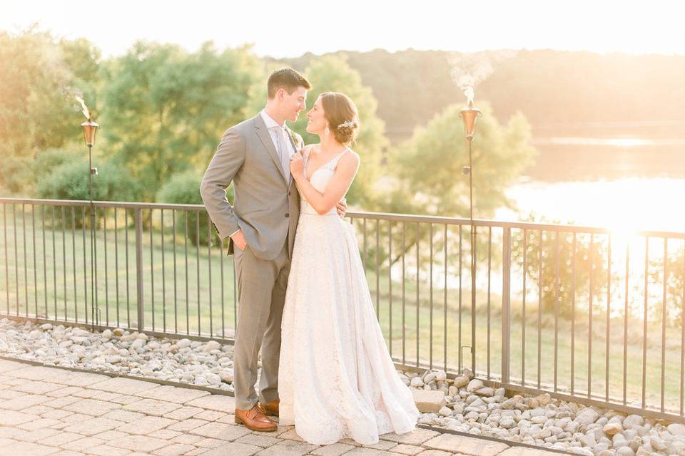 Wedding dress and bouquet