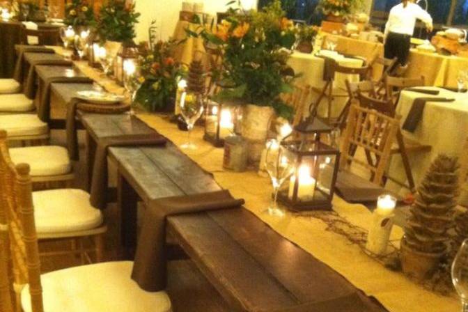 Rustic long table setup