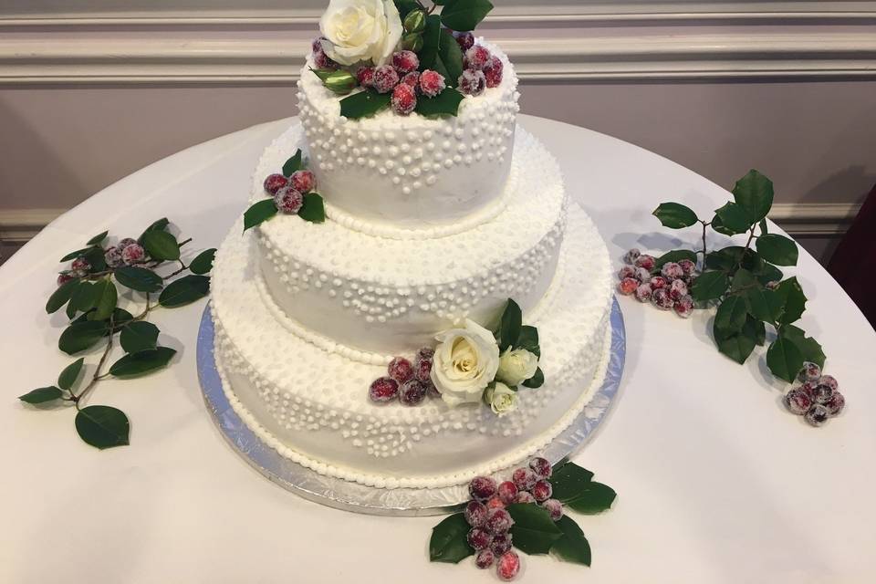 Sugared cranberries for holiday wedding cake