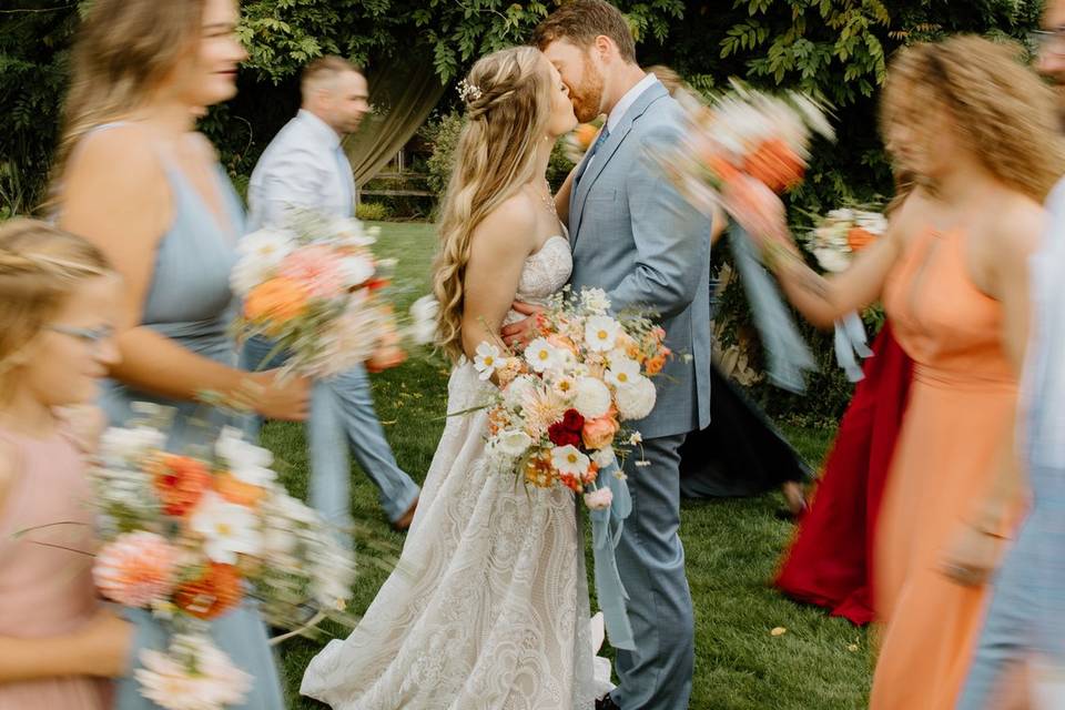 Bridal Party by Wisteria Arch
