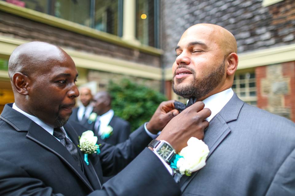 The groom with his groomsmen