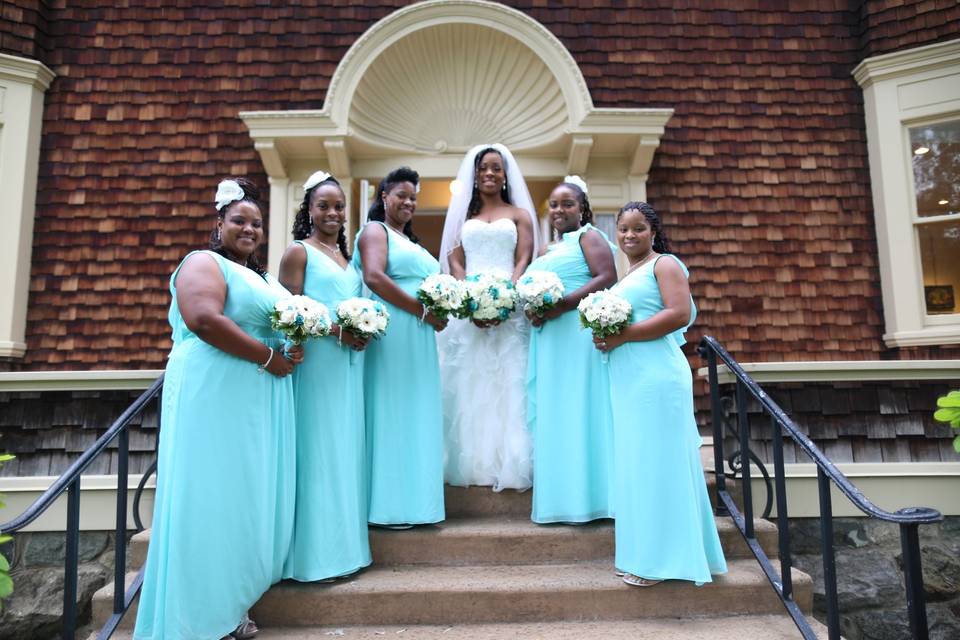 The bride with her bridesmaids