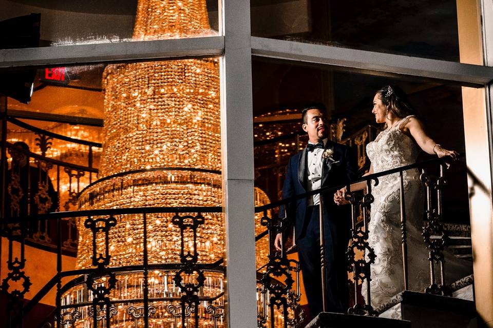 Chandelier Bride and Groom