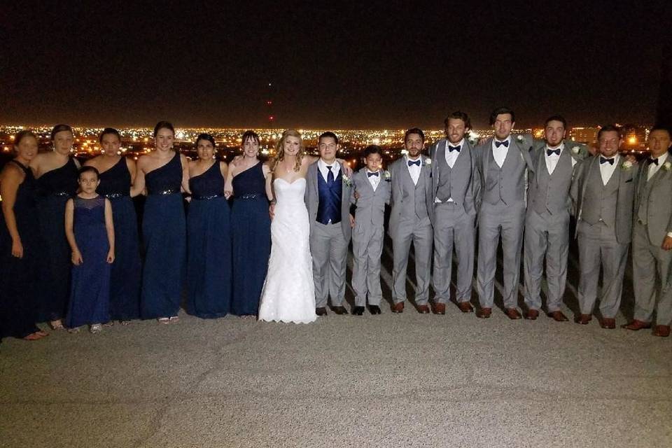 Bride and groom with friends