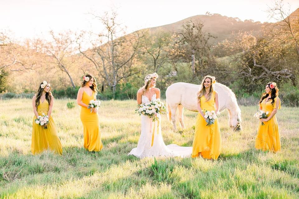 Yellow bridesmaid dresses