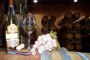 Wine bottle and wine glass