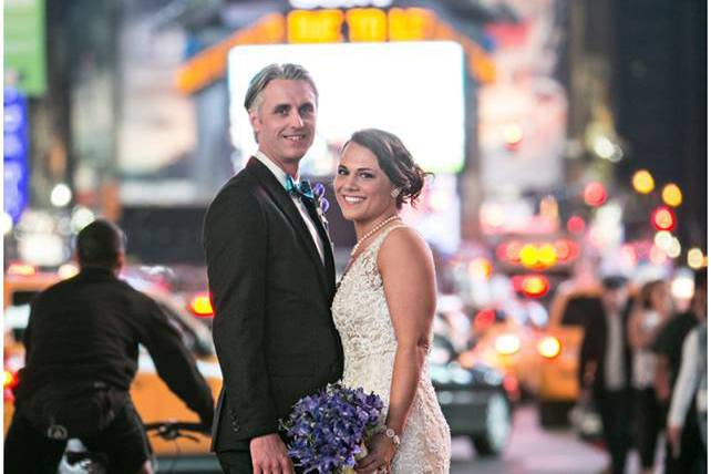 Bride and groom in the city