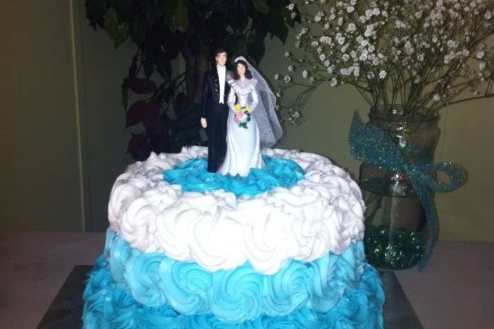 Ombre Rosette Wedding Cake