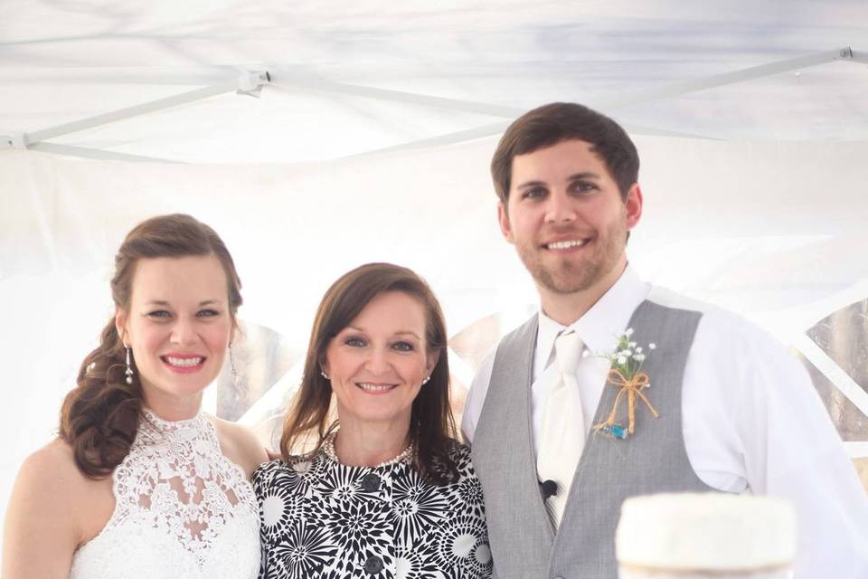 Bride's Table/Bride and Groom with owner-operater of Susan's Sweets Bakery