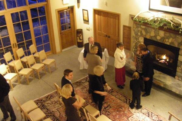 Wedding Ceremony in Fireplace Room