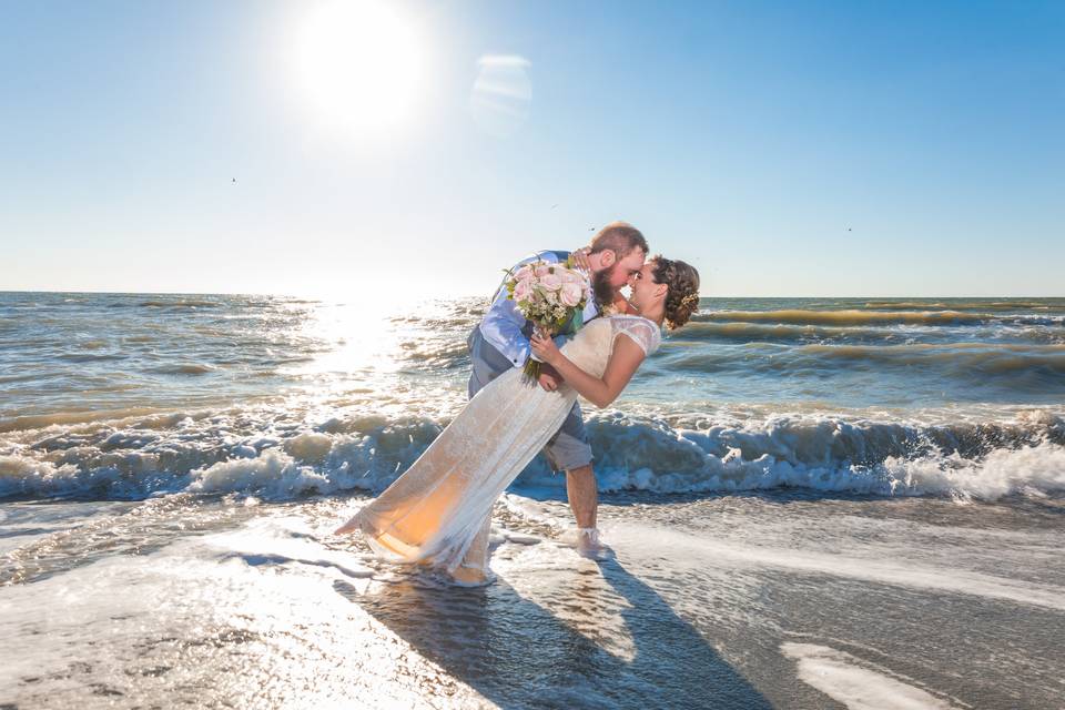 Tiki torched wedding decor