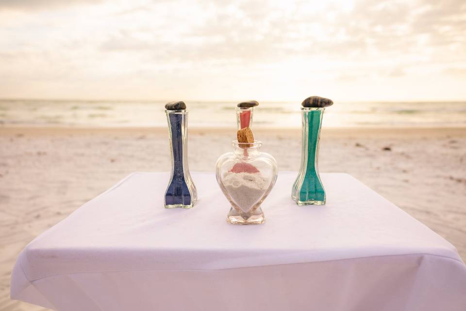 Sand ceremony on the beach