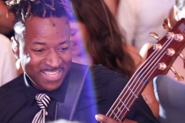 Bassist on dance floor