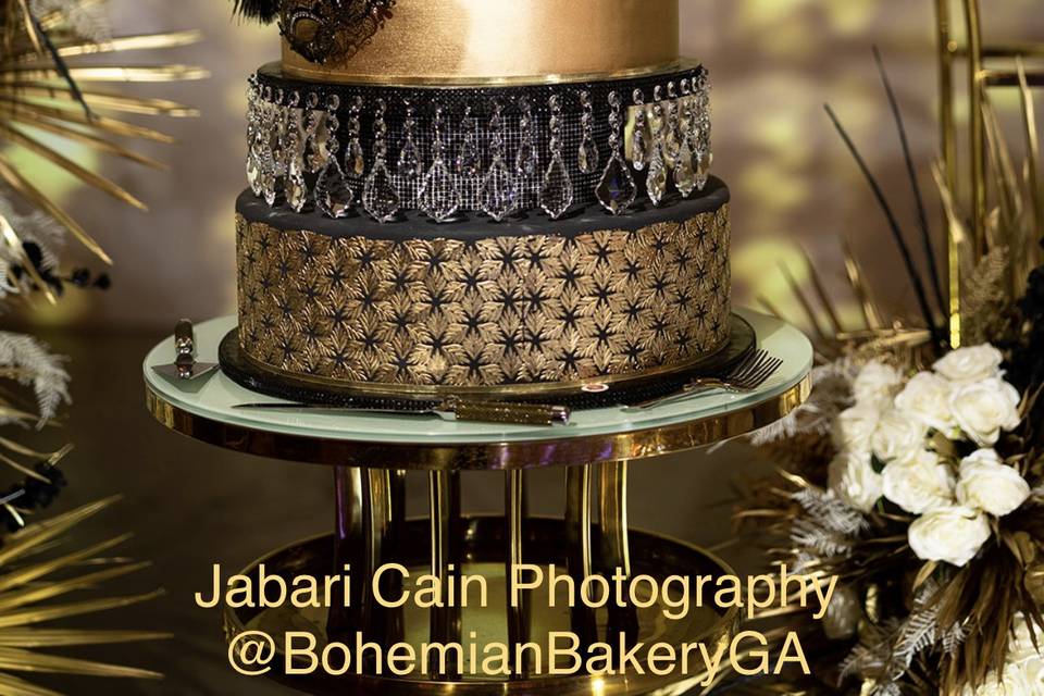 Black crystal wedding cake