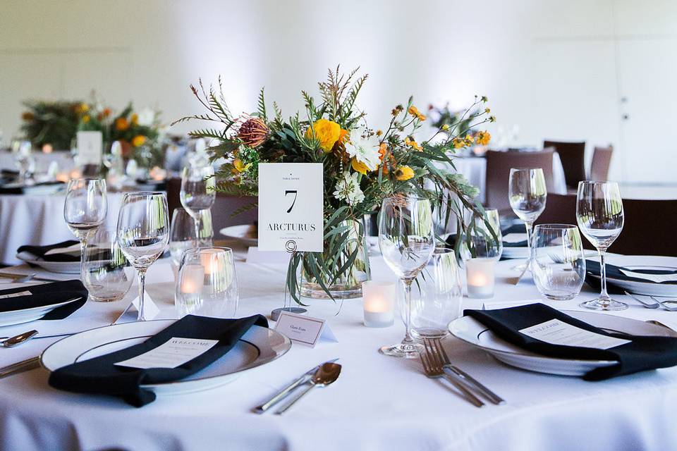 Table setup with centerpiece