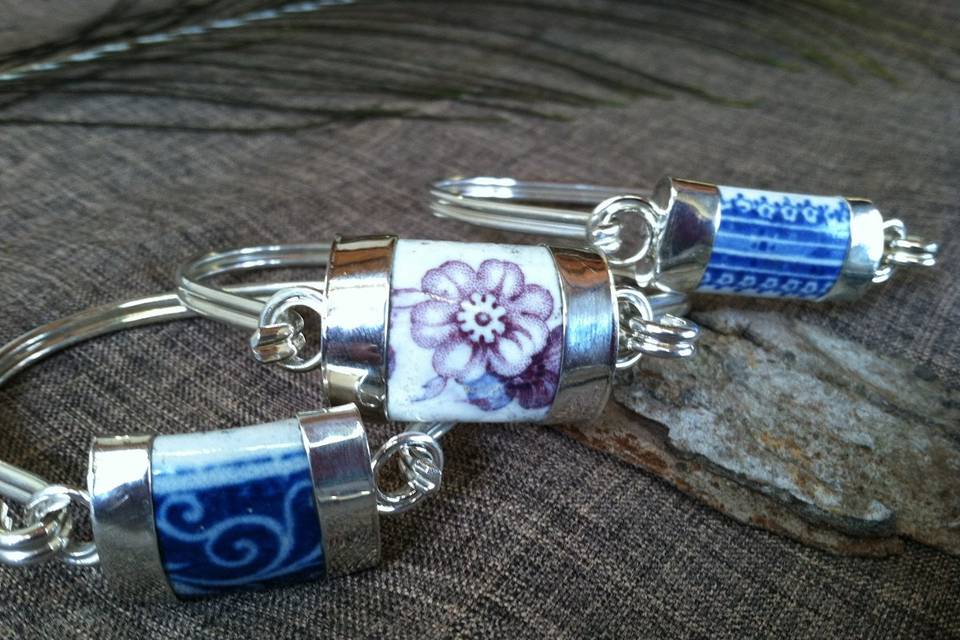 These Chaney bracelets were made with pottery handles as well. With different colors and styles your bridesmaid will truly feel special.