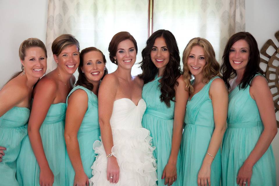 Bride with bridesmaids