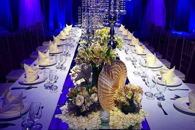 Table setup with centerpiece
