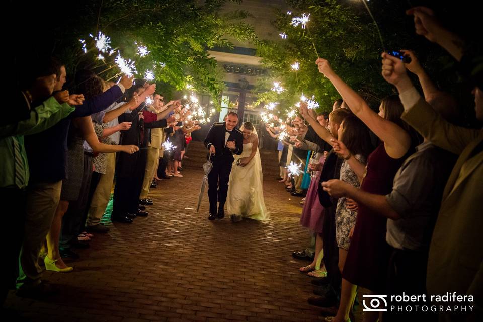 Annie and Josh leave Restoration Hall at Old Trail in Crozet, Virginia.