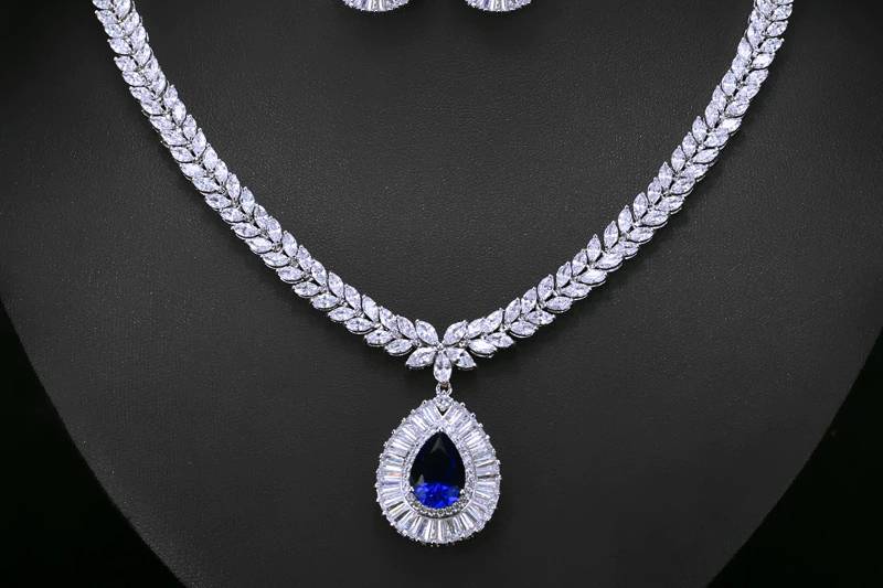 Flower Teardrop CZ Jewelry Set