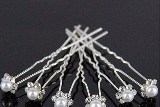 Pearl and Rhinestone Hair Pins