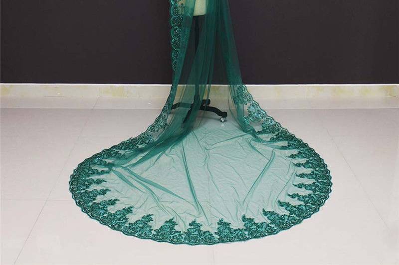 Green Lace Edged Veil