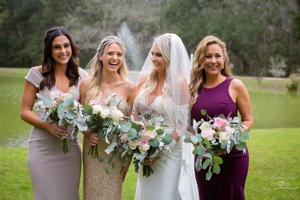 Bride and bridal bouquets