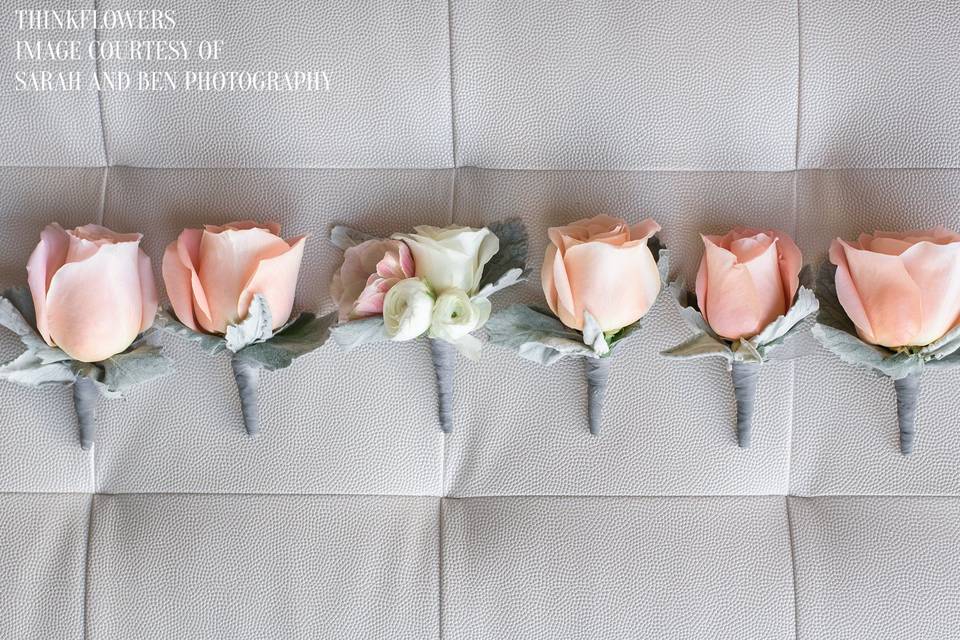 Pink Rose Boutonnieres | Photo Courtesy of Sarah & Ben Photography