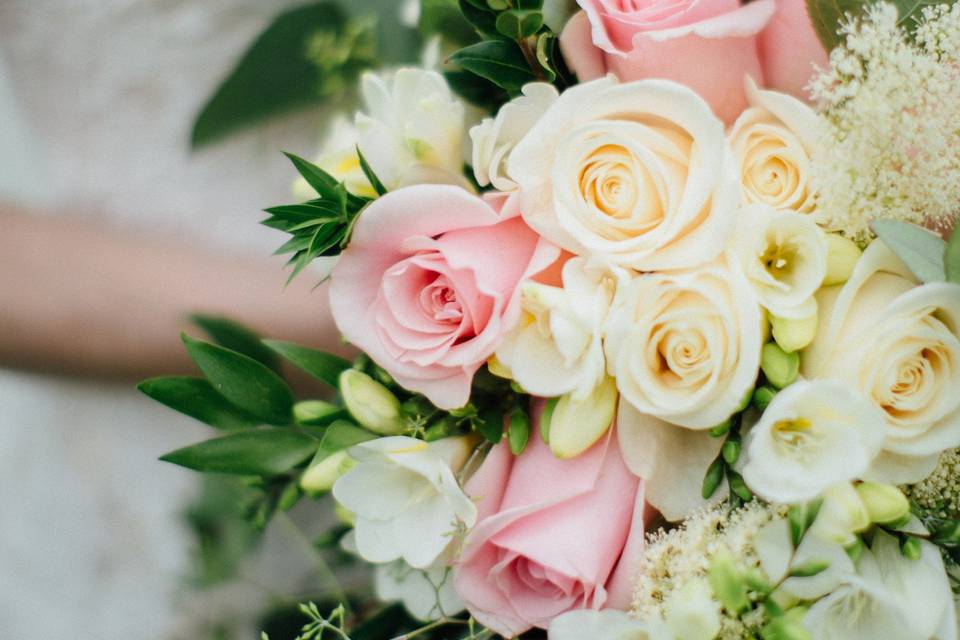 Pink and Cream Bridal Bouquet | Photo Courtesy of Tim Tab Studios