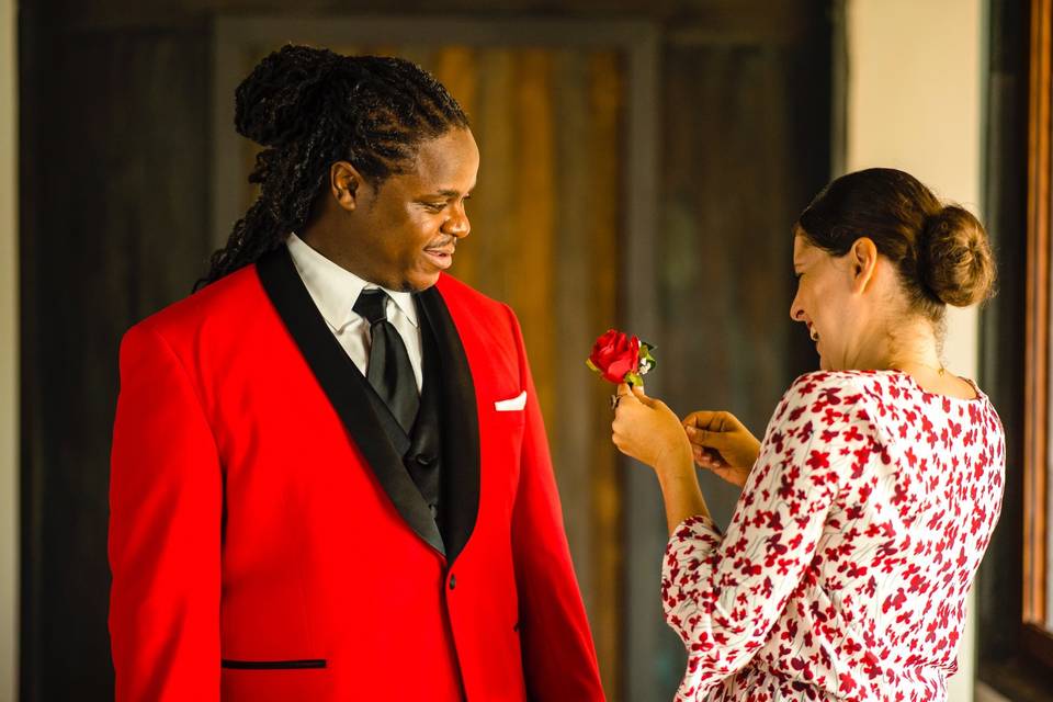 Groom getting ready