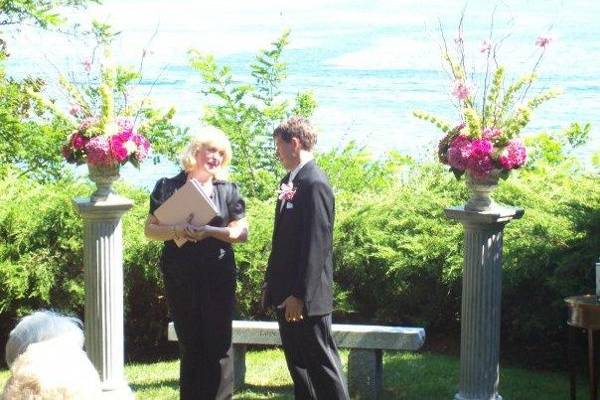 Scott waiting for his bride - York Harbor Inn, York Beach, Maine