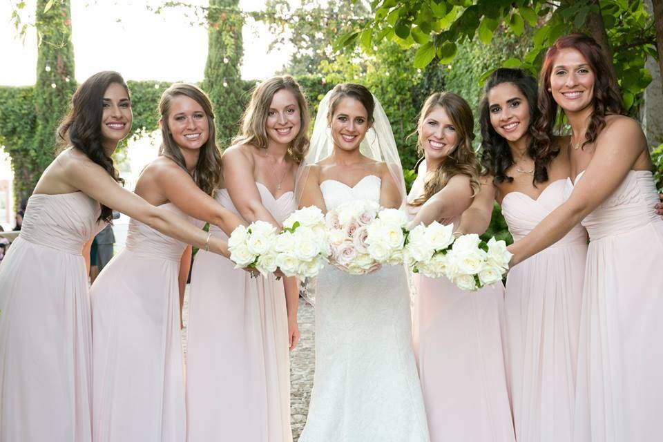 Happy bride and bridesmaids