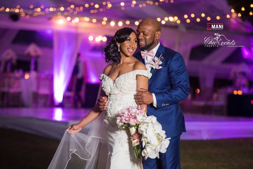 Cascading bridal bouquet of blush roses and cymbidium orchids with white phals Orchids