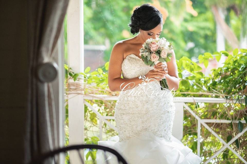 Bridal Party flowers - Blush & White Roses with green foilage