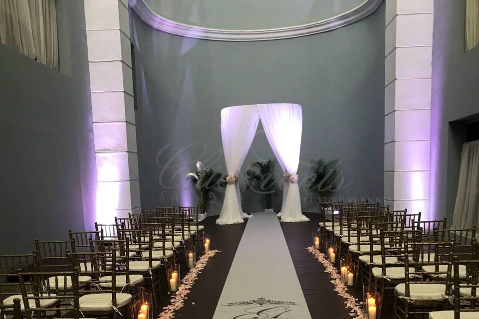 Dome @ Iberostar Grand wedding ceremony decor with candles along aisle