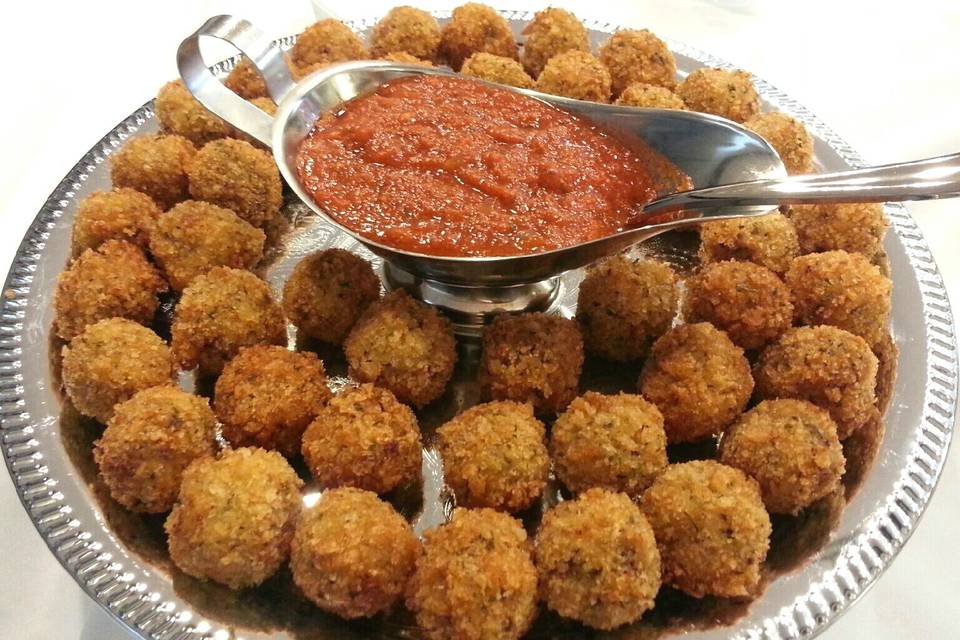 Breaded mini meatballs