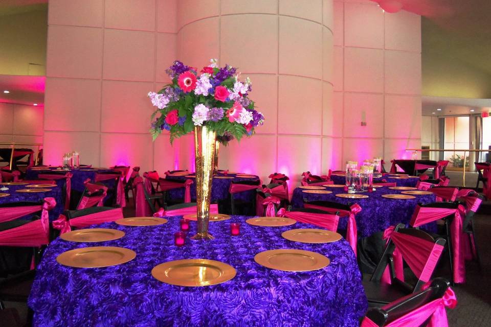 Purple with Flower Centerpiece