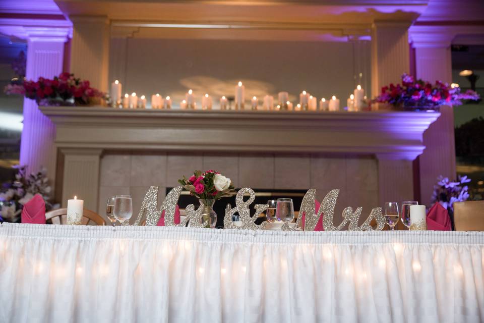 Head table and mantel - Whitmoor Country Club