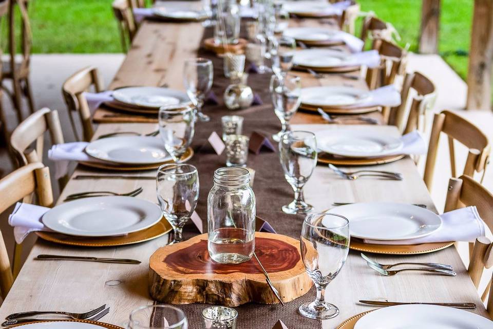 Rustic farm tables