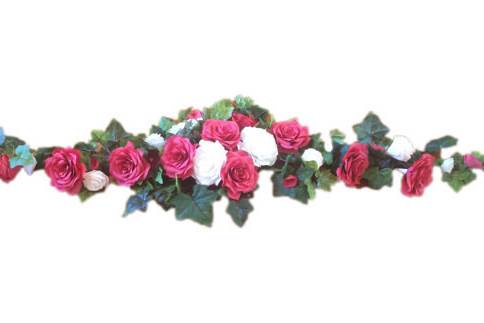 Floral garland, wedding arch, table runner. Paper floral arch using Apple red and white Peonies and Roses attached to vines and silk leaves. The flowers can be made in any color or color combination.