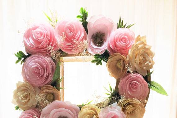 Floral letter in colors of your choice using handmade paper flowers