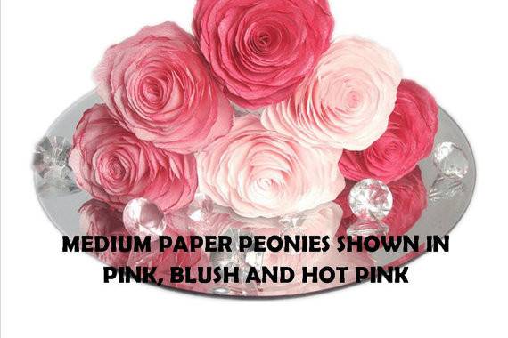 Handmade paper Peonies in colors of your choice