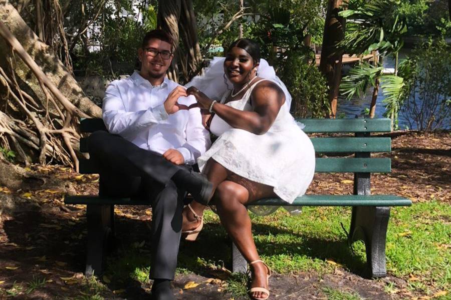 Solo bride and groom