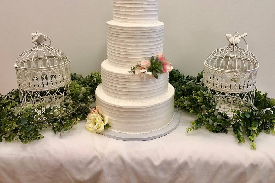 White cake with flowers