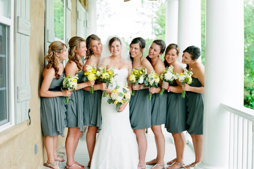 The bride with her bridesmaids