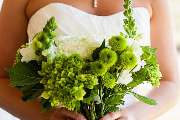 The bride holding her bouquet