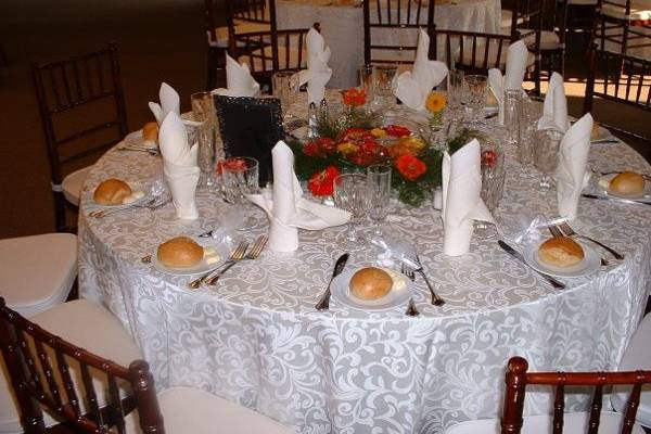 Table setup with centerpiece