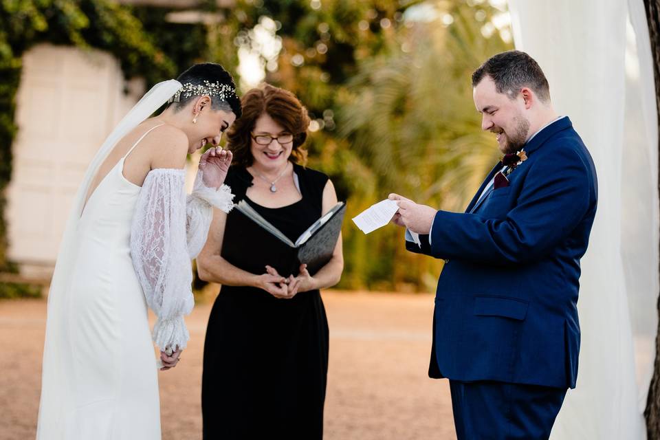 Laughing during vows